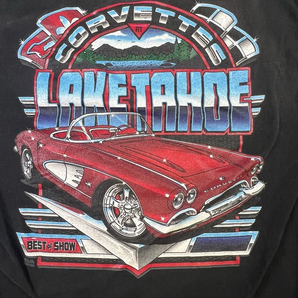 Vintage Lake Tahoe Corvette‎ Club TShirt Large Red Car Graphic Stith Printing - Picture 10 of 11